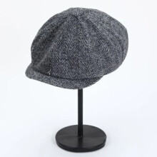 (grey 6) Adjustable Peaky Blinders Hat Newsboy Flat Cap Herringbone Tweed Baker Boy