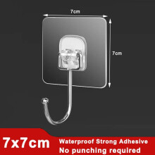 (Wall Hook-D / 5Pcs) Strong Self Adhesive Wall Hooks Door Hanger Transparent Waterproof Wall Hook