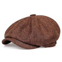 (Brown 4) Adjustable Peaky Blinders Hat Newsboy Flat Cap Herringbone Tweed Baker Boy
