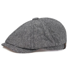 (grey 3) Adjustable Peaky Blinders Hat Newsboy Flat Cap Herringbone Tweed Baker Boy
