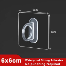 (Wall Hook-N / 5Pcs) Strong Self Adhesive Wall Hooks Door Hanger Transparent Waterproof Wall Hook