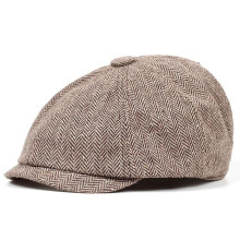 (khaki 1) Adjustable Peaky Blinders Hat Newsboy Flat Cap Herringbone Tweed Baker Boy