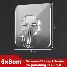 (Wall Hook-A / 5Pcs) Strong Self Adhesive Wall Hooks Door Hanger Transparent Waterproof Wall Hook