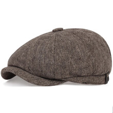 (brown 5) Adjustable Peaky Blinders Hat Newsboy Flat Cap Herringbone Tweed Baker Boy