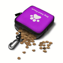 (Purple) Portable Dog Treat Bag Training Food Pouch Outdoor Pet Reward Pocket