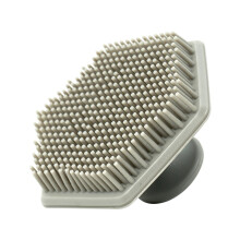 (grey1) Silicone Body Scrubber Exfoliating Bath Brush with Non Slip Handle