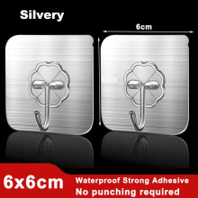 (Wall Hook-B / 5Pcs) Strong Self Adhesive Wall Hooks Door Hanger Transparent Waterproof Wall Hook