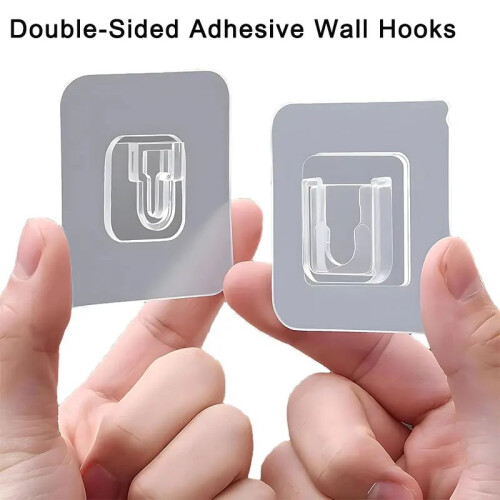(Wall Hook-J / 5Pcs) Strong Self Adhesive Wall Hooks Door Hanger Transparent Waterproof Wall Hook 1