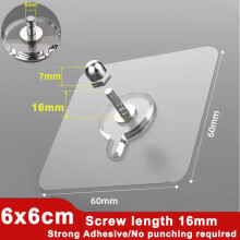 (Screw length-16mm / 2Pcs) Strong Self Adhesive Wall Hooks Door Hanger Transparent Waterproof Wall Hook