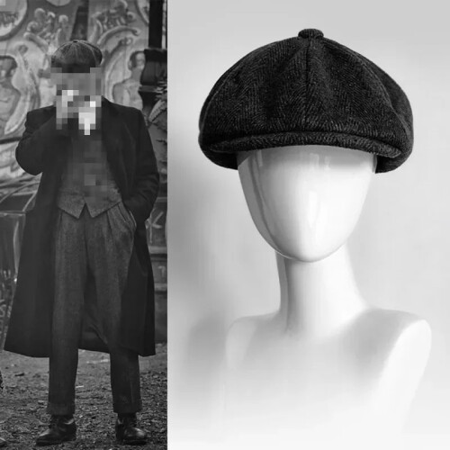 (grey 2) Adjustable Peaky Blinders Hat Newsboy Flat Cap Herringbone Tweed Baker Boy 1
