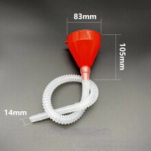 (Red with Pipe) 4PCS Plastic Long Stem Funnel Set Fuel Oil Car Garage Motorcycle Funnel