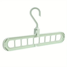 (Green) 9 Hole Foldable Clothes Hanger Space Saving Wardrobe Storage Organiser Rack