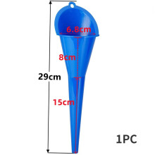 (blue) 4PCS Plastic Long Stem Funnel Set Fuel Oil Car Garage Motorcycle Funnel