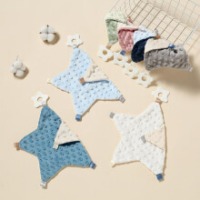(white) Baby Soothing Towel Teether Plush Toy Soft Bean Fleece Sleeping Hand Puppet for Infants