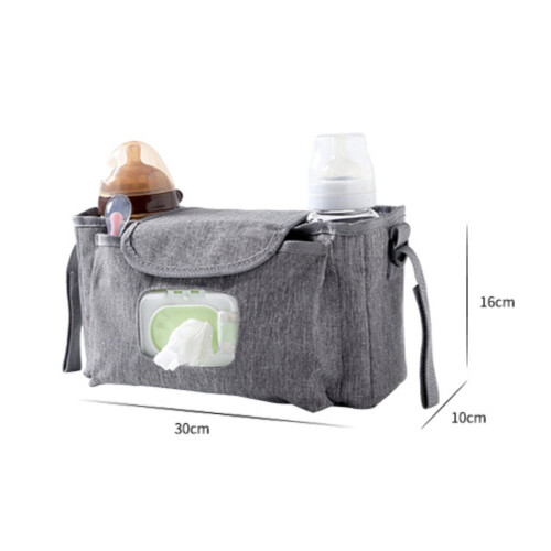 (Black) Baby Stroller Organizer Bag Multi-Function Pushchair Storage Bag Large Capacity Diaper Caddy Hanging Basket