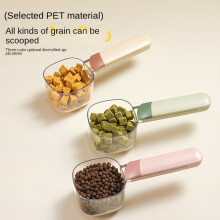 (Pink) Pet Food Scoop Multi-Functional Sealed Storage Shovel with Measuring Cup for Cats and Dogs Pet Supplies