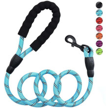 (Black, 3m *(1.0)) Reflective Dog Leash Nylon Round Rope for Large Medium Dogs Anti-Pull Foam Handle Multiple Colors