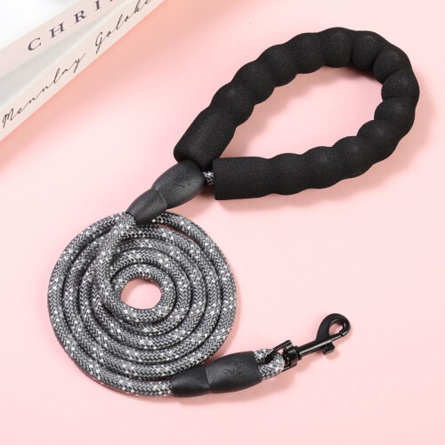 (Red, 2m *(1.0)) Reflective Dog Leash Nylon Round Rope for Large Medium Dogs Anti-Pull Foam Handle Multiple Colors 2