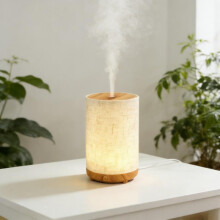 (warm light) Ultrasonic Essential Oil Diffuser Humidifier Nordic Fabric Aromatherapy Machine with Night Light for Bedroom Home Office 200ml