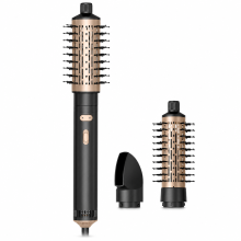 Rotating Hot Air Brush for Curling and Straightening, Black, 220V EU Plug