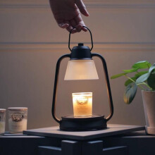 (UK, Black) Wax Melt Lamp Creative Minimalist Candle Warmer Retro Japanese Aromatherapy Lamp Fragrance Diffuser Bedroom Decorative Desk Light