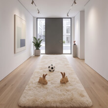 (80x300cm, Cream) Imperial Rooms Non Slip Shaggy Rug Soft Fluffy Faux Fur Area Carpet | 450GSM 3.5cm Pile Height