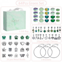(blue) Kids DIY Bead Bracelet Kit 63Pcs Pink Gift Box Girls Crystal Jewelry Craft Birthday Gift