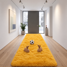 (80x300cm, Ochre Yellow) Imperial Rooms Non Slip Shaggy Rug Soft Fluffy Faux Fur Area Carpet | 450GSM 3.5cm Pile Height