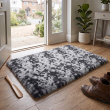 (50x80cm, Tie Dye Grey) Imperial Rooms Non Slip Shaggy Rug Soft Fluffy Faux Fur Area Carpet | 450GSM 3.5cm Pile Height