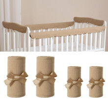 Baby Crib Bumper Pads Cotton Anti-Collision Bed Rail Guard Teething Protection Khaki