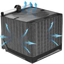 (black, ⑦34*34*38ins(86*86*96cm)) Outdoor Air Conditioner Cover PVC Mesh Leaf Guard Breathable Waterproof 2-in-1 Black for Outside Unit