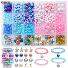 (2) DIY Bracelet Bead Kit Jewelry Making Supplies Charms Mixed Colors 500pcs