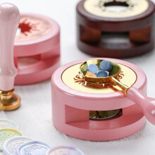 (4) Suidisi Wax Seal Furnace Wooden Melting Pot Kit Wax Seal Stamp Accessories Wax Beads Melter Portable Tool