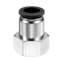 Push to Connect Fittings 12mm Tube OD x 1/2 Inch NPT Thread Female Straight PCF12N04 Quick Connect Air Fittings, Black