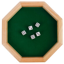 Wooden Dice Funny Octagonal Shaped Heavy Natural Wooden Cube Rolling Tray with Base for Table Games
