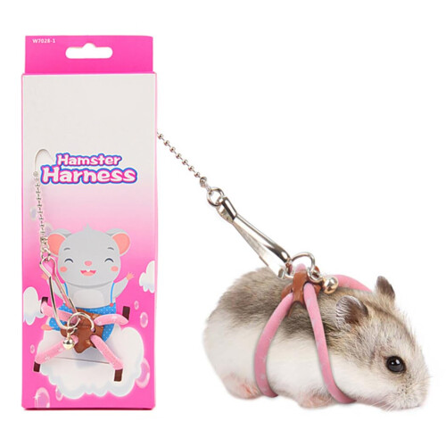 Adjustable small animal harness set with bell – hamster leash