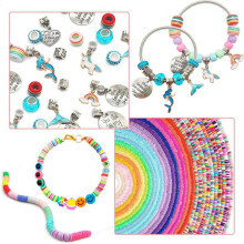 (1) Kids DIY Bead Jewelry Making Kit for Girls Bracelet Necklace Craft Toy with Clay Pony Charms