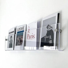 Wall Mount Acrylic Magazine Rack, Clear Holder with Fittings (60cm)