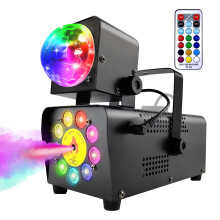 500W Smoke Machine with Disco Ball DJ Fog Machine 9 LED Light Stage Effect Steam Engine Disco Light Party Light Dry Ice