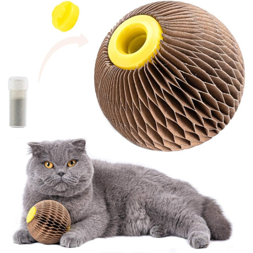 Refillable Catnip Scratch Ball – Interactive Play Toy to Keep Kittens Active