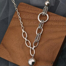 925 Silver Elegant Unique Necklace Trendy Round Pendant Chain
