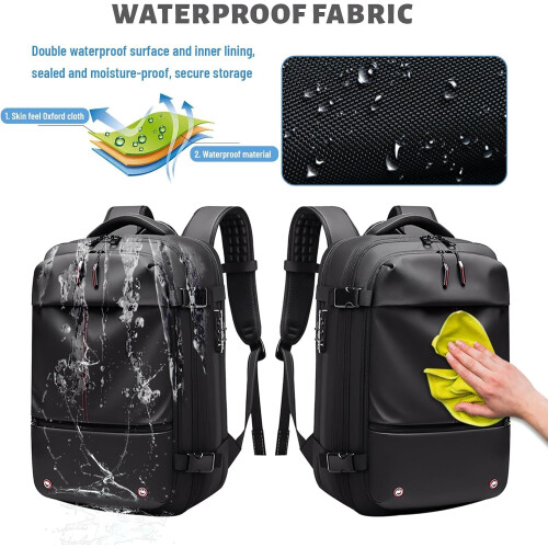 Airbag Backpack with Vacuum System, 60 L Expandable Backpack, Vacuum Compression Black 2