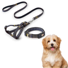 Cotton hemp dog harness, 3piece set, sustainable, lightweight, escapeproof