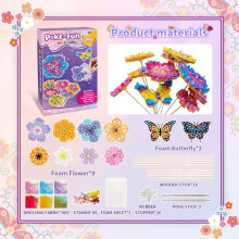 (1) Kids Punch Flower DIY Craft Kit Creative Educational Toy Girls Art Gift Set Multicolor