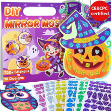 (8) Halloween DIY Mosaic Sticker Art Kit for Kids Mirror Craft Set CPC Certified Party Favors