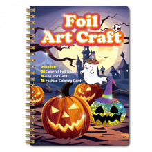 (DCTZ013) Halloween Foil Art Kit for Kids Ages 4-6, Shiny Color Fill Magic Transfer Craft, Creative DIY Art Toy
