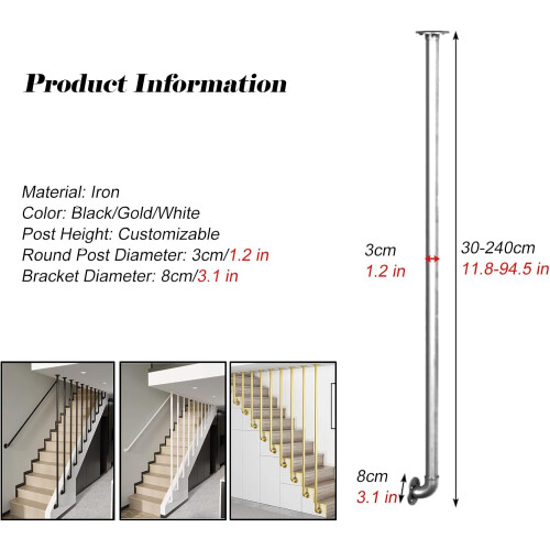 Stair railing, Lshaped, wrought iron, prevents falling, black (1 piece) 2