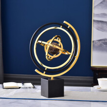 (Iron box base-small) European Luxury Metal Rotating Globe Desktop Decor Ornament for Living Room Office Modern Home Gold