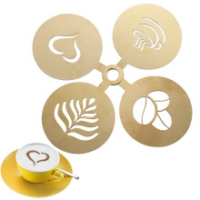 4Piece Stainless Steel Coffee Stencil Set for Latte, Cappuccino Decorating