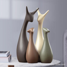 (Nordic three-deer) Jingdezhen Ceramic Deer Figurine Nordic Living Room TV Cabinet Wine Cabinet Entrance Decoration Creative Home Ornament